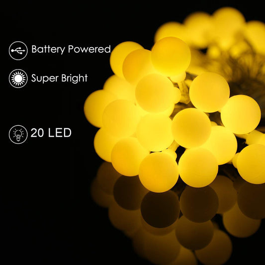 20 Small Crystal Ball Battery Operated Still Fairy Lights for Home Party Decoration