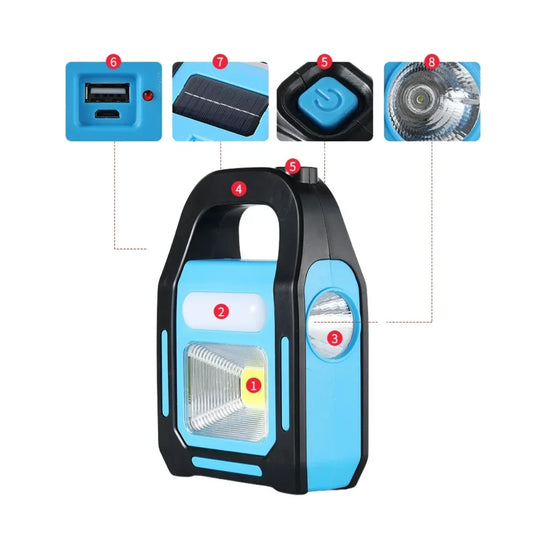 Hurry Bolt Emergency Light Three Light Source Work Light Rechargeable, Solar Charging, USB Charging